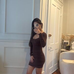 Aritzia mini brown dress